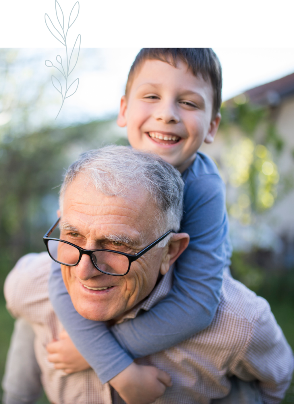 Grandfather with grandchild on back